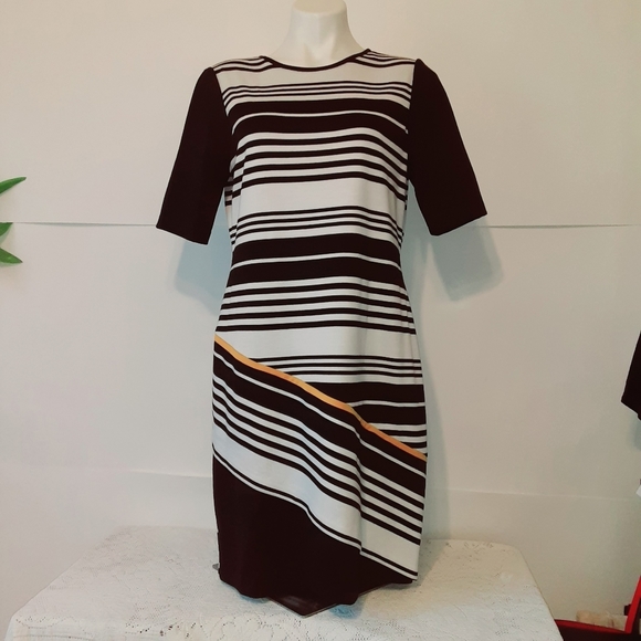 Black/Cream Striped Donna Ricco Dress - Picture 6 of 10